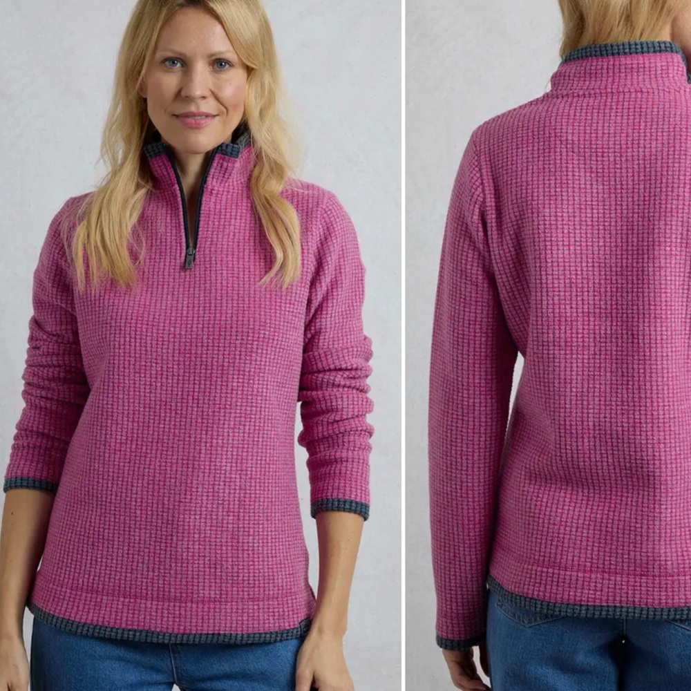 Weird Fish Beye 1/4 Zip Grid Fleece dark raspberry size 14